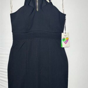 Iris Black Backless Halter Dress